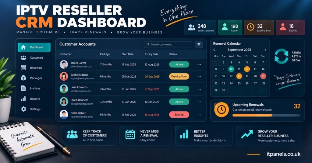 IPTV Reseller CRM Dashboard Concept